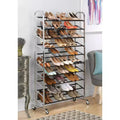10-Tier Freestanding Rolling Shoe Rack – Holds Up to 50 Pairs, Chrome Finish