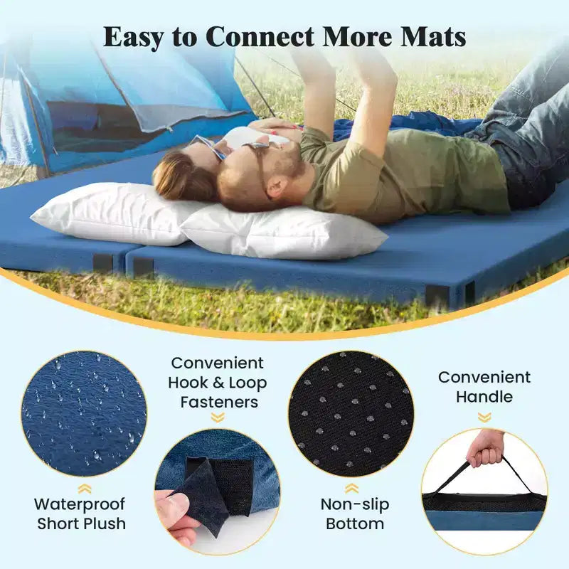 Memory Foam Camping Mattress with Anti-Slip Bottom and Travel Bag