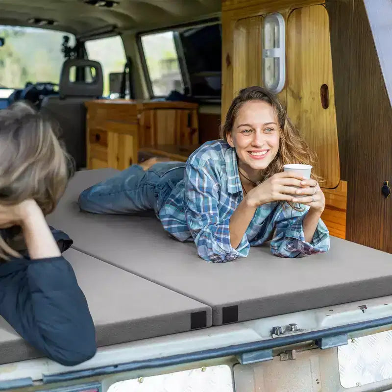 Memory Foam Camping Mattress with Anti-Slip Bottom and Travel Bag