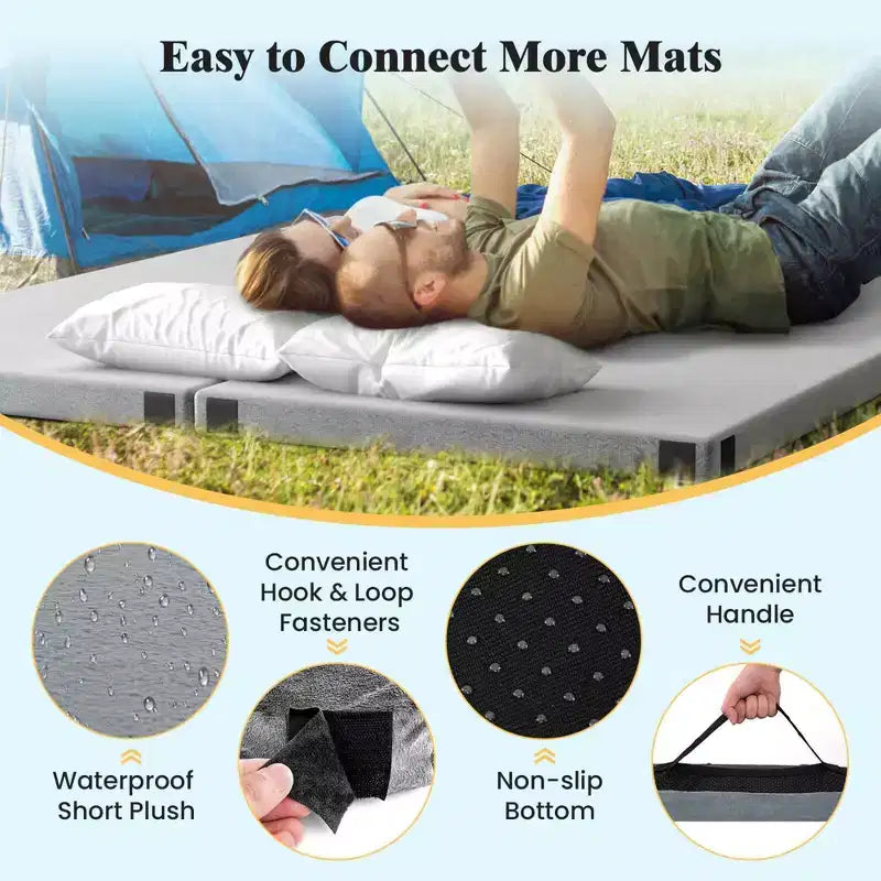 Memory Foam Camping Mattress with Anti-Slip Bottom and Travel Bag