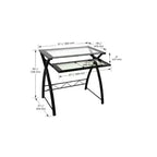 Bureau d'ordinateur avec plateau en verre trempé et structure en acier