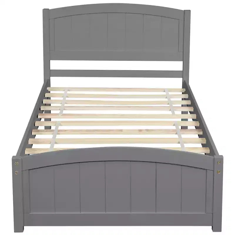 Twin Size Platform Bed with Pinewood Frame and Legs