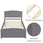 Lit plateforme simple avec cadre et pieds en pin