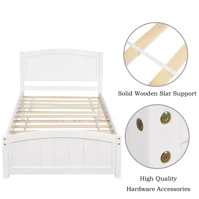 Twin Size Platform Bed with Pinewood Frame and Legs