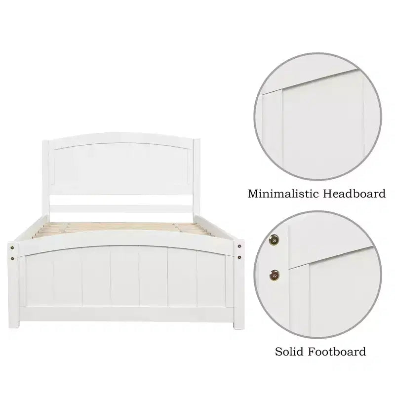 Twin Size Platform Bed with Pinewood Frame and Legs