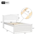 Lit plateforme simple avec cadre et pieds en pin