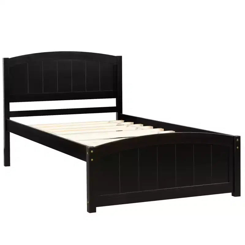 Twin Size Platform Bed with Pinewood Frame and Legs