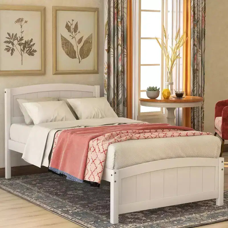 Twin Size Platform Bed with Pinewood Frame and Legs