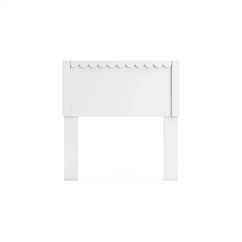Scalloped Panel Headboard in Matte White Finish