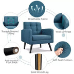 Ensemble de 2 fauteuils d'appoint capitonnés de style Mid-Century avec pieds en hévéa