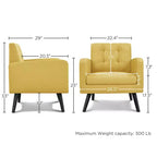 Ensemble de 2 fauteuils d'appoint capitonnés de style Mid-Century avec pieds en hévéa