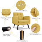 Ensemble de 2 fauteuils d'appoint capitonnés de style Mid-Century avec pieds en hévéa