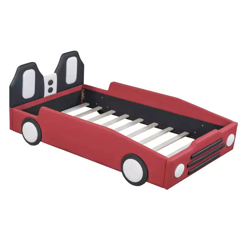 Twin Size Race Car-Shaped Platform Bed with Wheels