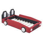 Lit plateforme simple en forme de voiture de course avec roulettes