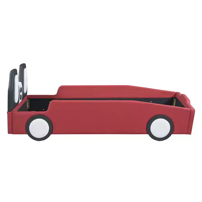 Twin Size Race Car-Shaped Platform Bed with Wheels