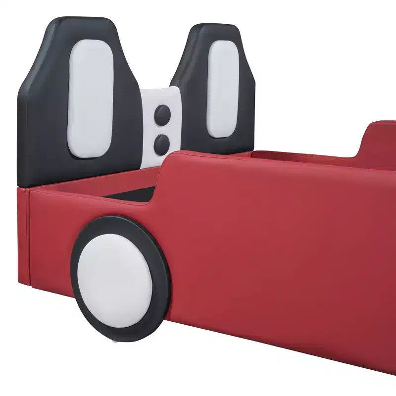 Twin Size Race Car-Shaped Platform Bed with Wheels