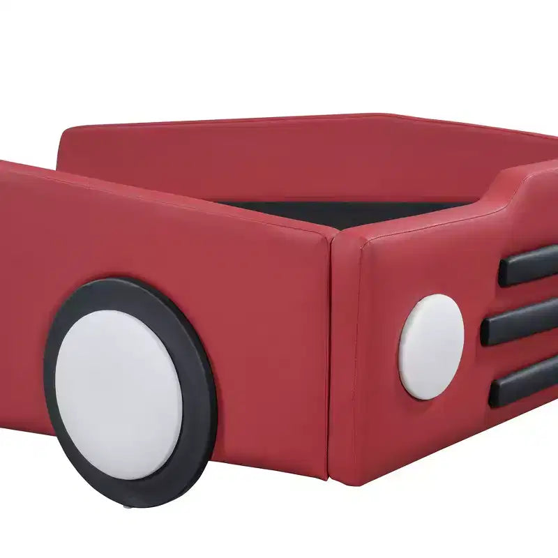 Twin Size Race Car-Shaped Platform Bed with Wheels