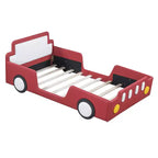 Lit plateforme simple en forme de voiture de course avec roulettes