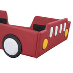 Lit plateforme simple en forme de voiture de course avec roulettes