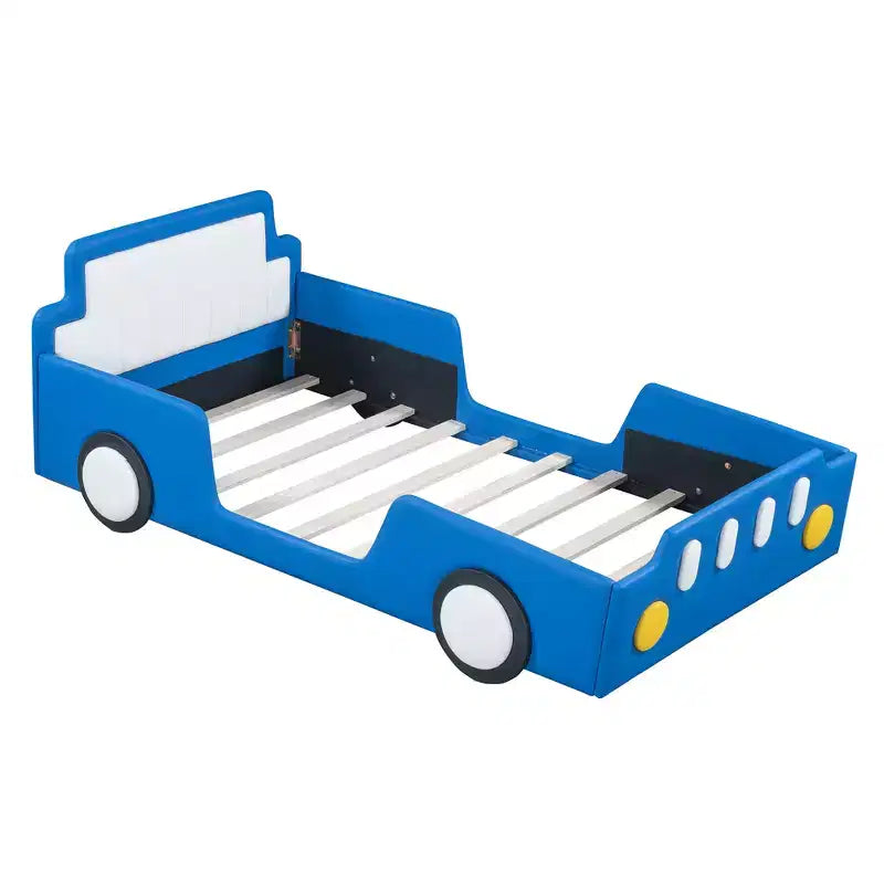 Twin Size Race Car-Shaped Platform Bed with Wheels