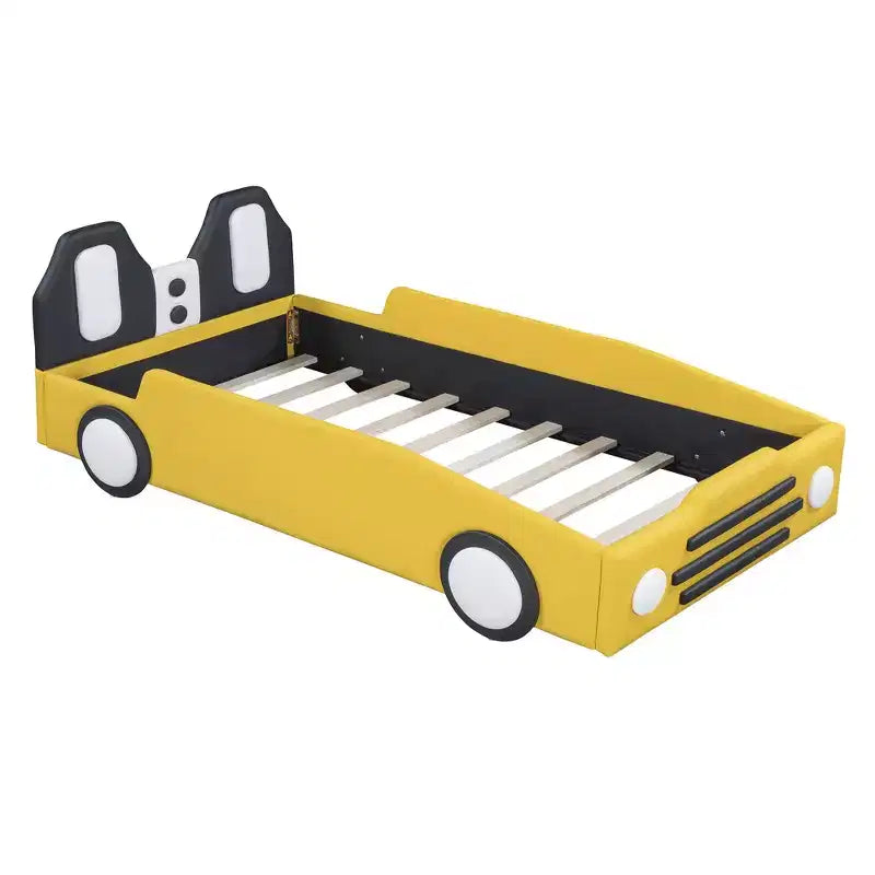 Twin Size Race Car-Shaped Platform Bed with Wheels