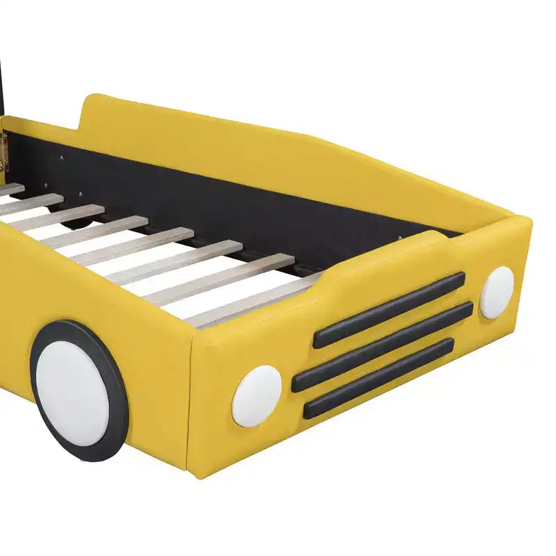 Twin Size Race Car-Shaped Platform Bed with Wheels