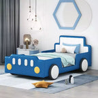 Whisen Morden Design Twin Size Race Car-Shaped Platform Bed with Wheels
