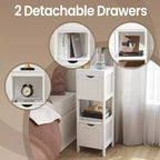 Meuble bas de salle de bain fin avec 2 tiroirs et étagère ouverte - Blanc