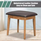 Coiffeuse de 109 cm avec tabouret rembourré, miroir rabattable, 3 tiroirs et compartiment de rangement, blanc/marron