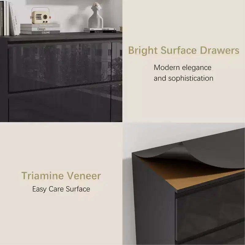 6-Drawer Dresser with High-Gloss Finish