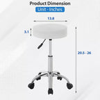 Tabouret roulant rond de salon polyvalent, réglable en hauteur, avec coussin de siège en cuir PU