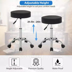 Tabouret roulant rond de salon polyvalent, réglable en hauteur, avec coussin de siège en cuir PU