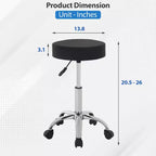 Tabouret roulant rond de salon polyvalent, réglable en hauteur, avec coussin de siège en cuir PU