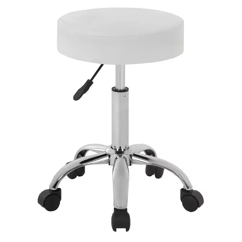 Versatile Salon Chair Round Rolling Stool Adjustable Height PU Leather Seat Cushion