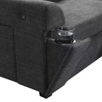 Canapé d'angle en U en chenille avec pouf surdimensionné, rangements dans les accoudoirs, porte-gobelets et ports de chargement USB
