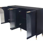 Meuble laqué noir avec portes en verre cannelé