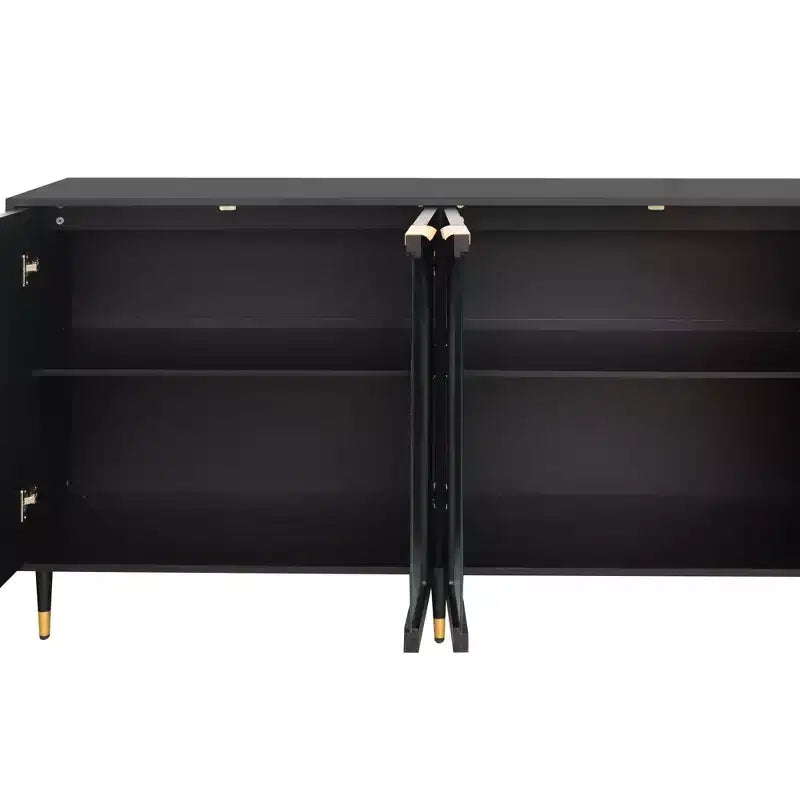 Black Lacquered Cabinet with Fluted Glass Doors