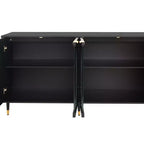 Meuble laqué noir avec portes en verre cannelé