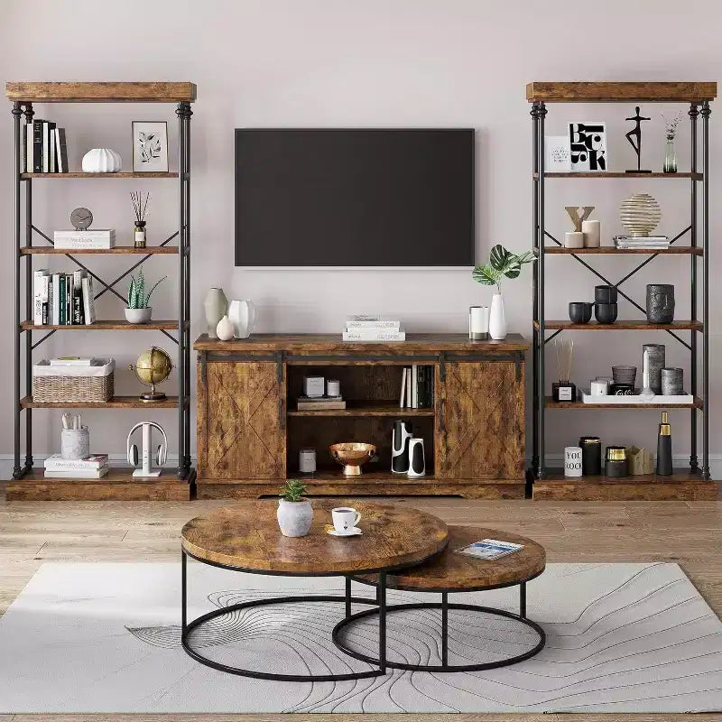 6-Tier Industrial Bookshelf with Metal Frame
