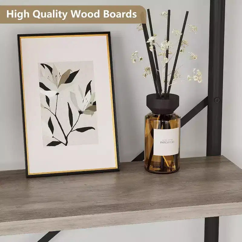 6-Tier Industrial Bookshelf with Metal Frame