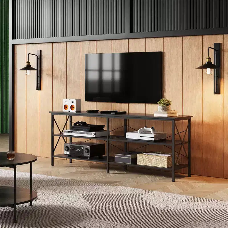 70 Inch TV Stand with 3-Tier Storage Shelves, Fits Up to 63 Inch TVs