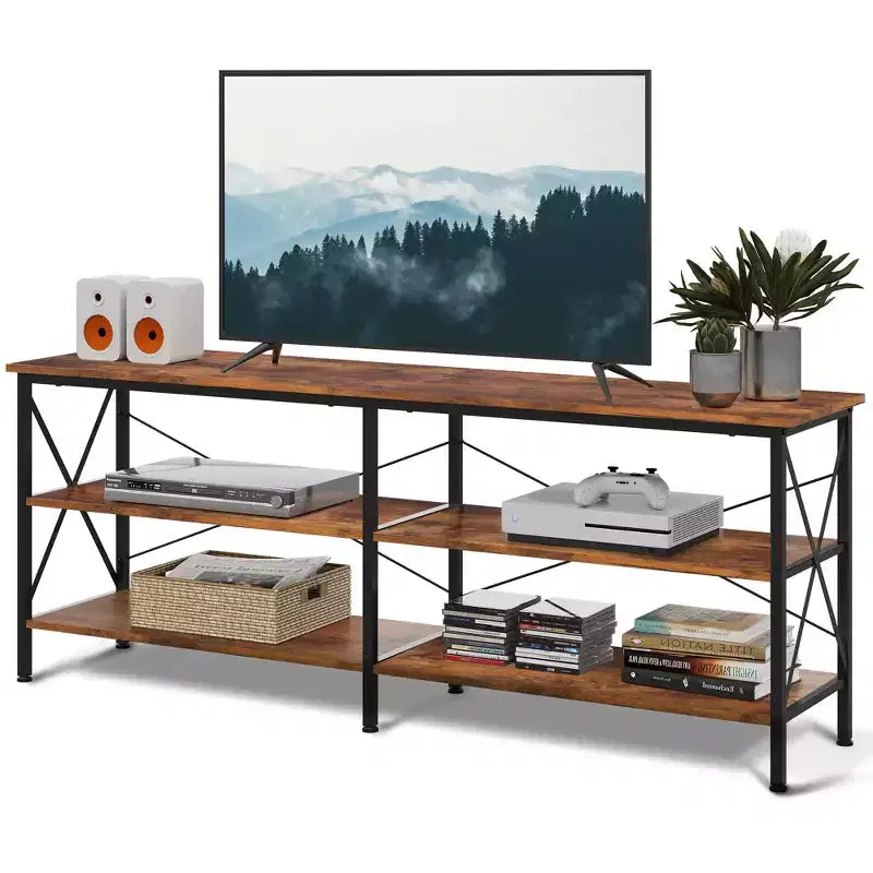 70 Inch TV Stand with 3-Tier Storage Shelves, Fits Up to 63 Inch TVs