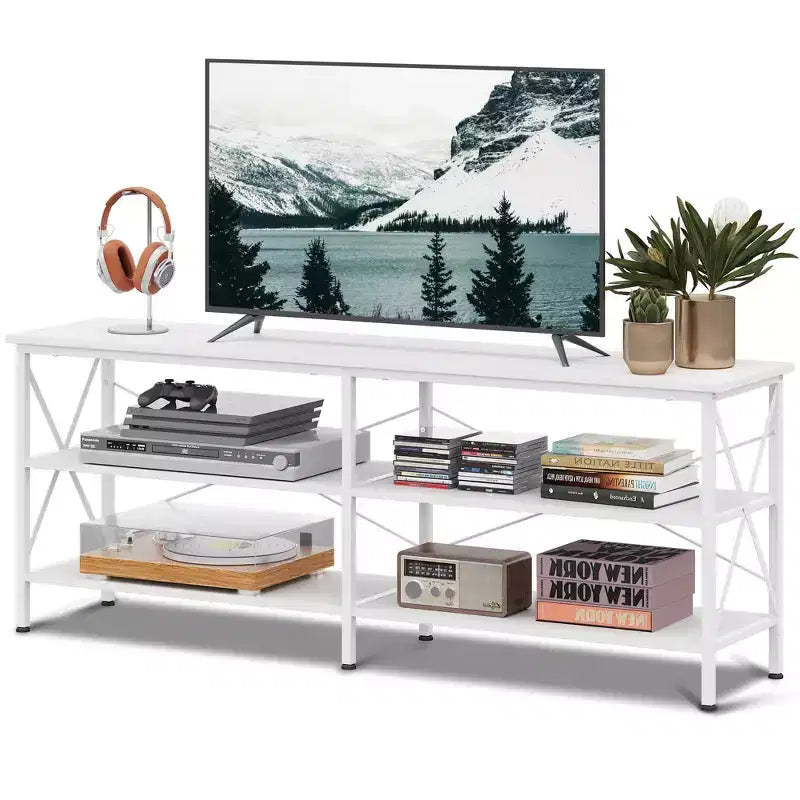 70 Inch TV Stand with 3-Tier Storage Shelves, Fits Up to 63 Inch TVs