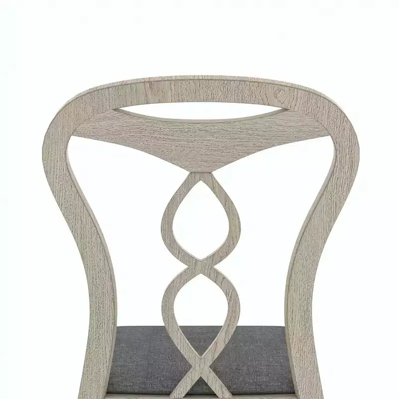 Rustic Wooden Dining Chairs with Padded Seat and Hollowed Backrest
