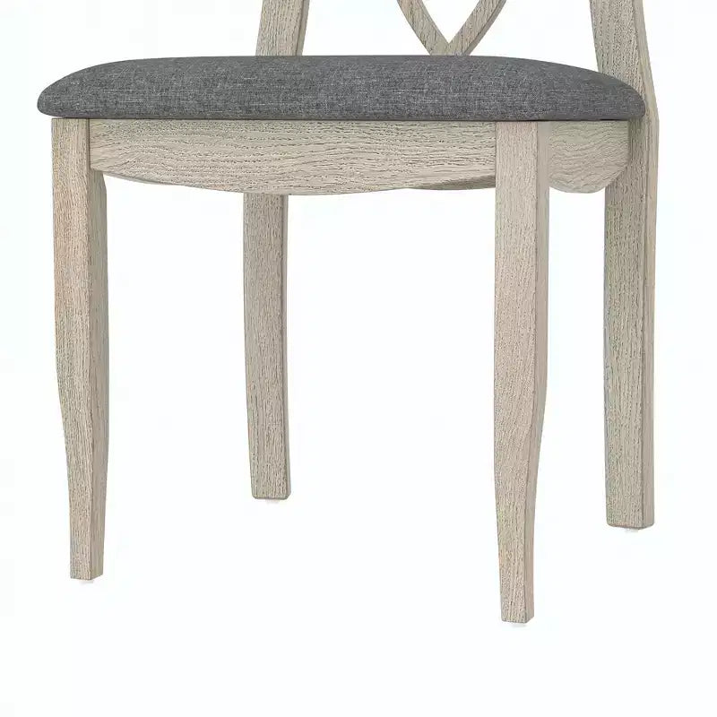Rustic Wooden Dining Chairs with Padded Seat and Hollowed Backrest