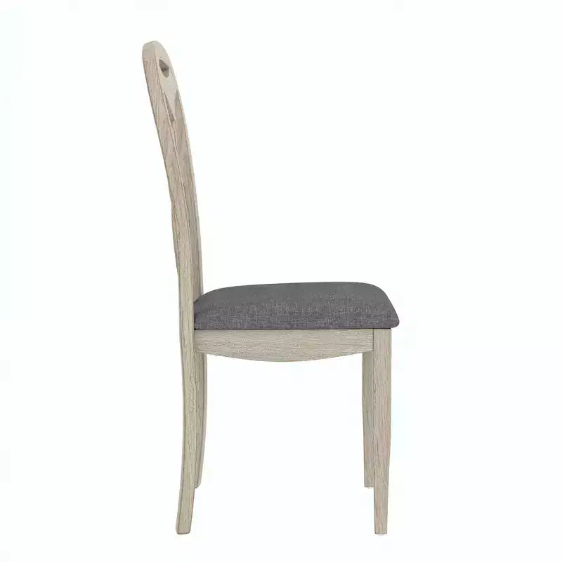 Rustic Wooden Dining Chairs with Padded Seat and Hollowed Backrest