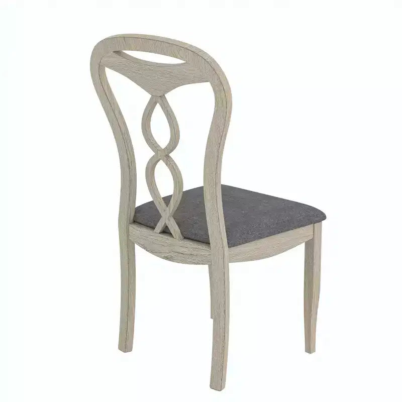 Rustic Wooden Dining Chairs with Padded Seat and Hollowed Backrest