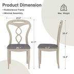 Chaises de salle à manger rustiques en bois avec assise rembourrée et dossier ajouré