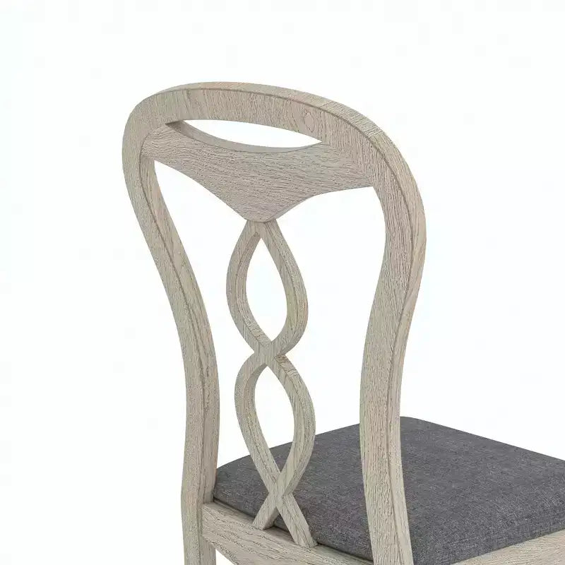 Rustic Wooden Dining Chairs with Padded Seat and Hollowed Backrest