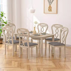 Chaises de salle à manger rustiques en bois avec assise rembourrée et dossier ajouré